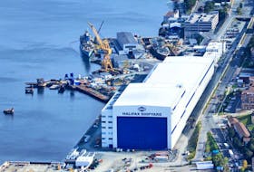 An aerial image of the Assembly and Ultra Halls at Irving Shipbuilding's Halifax Shipyard. Photo: Supplied by Irving Shipbuilding Inc 