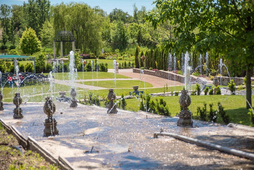 This is the fountain amphitheatre in Whistling Gardens, located in Wilsonville, Ont.