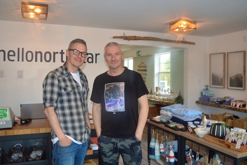 Colin McAllister, left, and Justin Ryan — a.k.a. Colin and Justin — are the owners and design team that renovated the former Point of View Suites in Louisbourg into the North Star Inn, which held its grand opening last week. IAN NATHANSON/CAPE BRETON POST