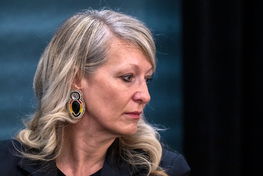 Paramedic Melanie Lowe testifies at the Mass Casualty Commission inquiry Monday in Dartmouth about transporting the four children of three murdered Portapique parents to the hospital in Truro in the early morning of April 19, 2020. - Andrew Vaughan / The Canadian Press
