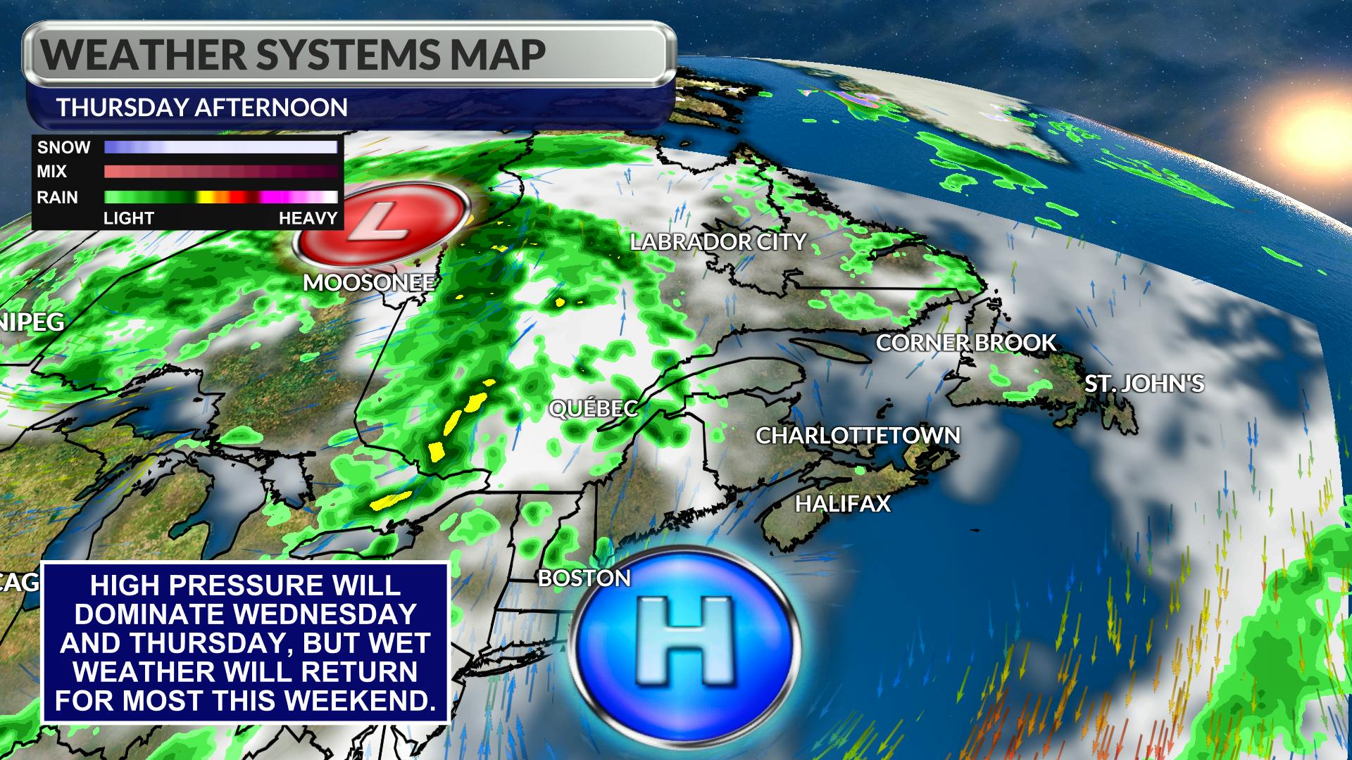 High-pressure will bring sunshine Wednesday and Thursday before more wet weather this weekend.