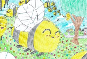 Wolfville student Victoria Walsh painted this colourful image of some bees in flight.