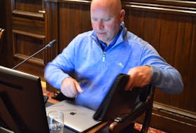 Charlottetown Coun. Greg Rivard, pictured at council’s monthly public meeting on June 13, is looking into a parking rebate program the City of Halifax is offering this summer. Dave Stewart • The Guardian