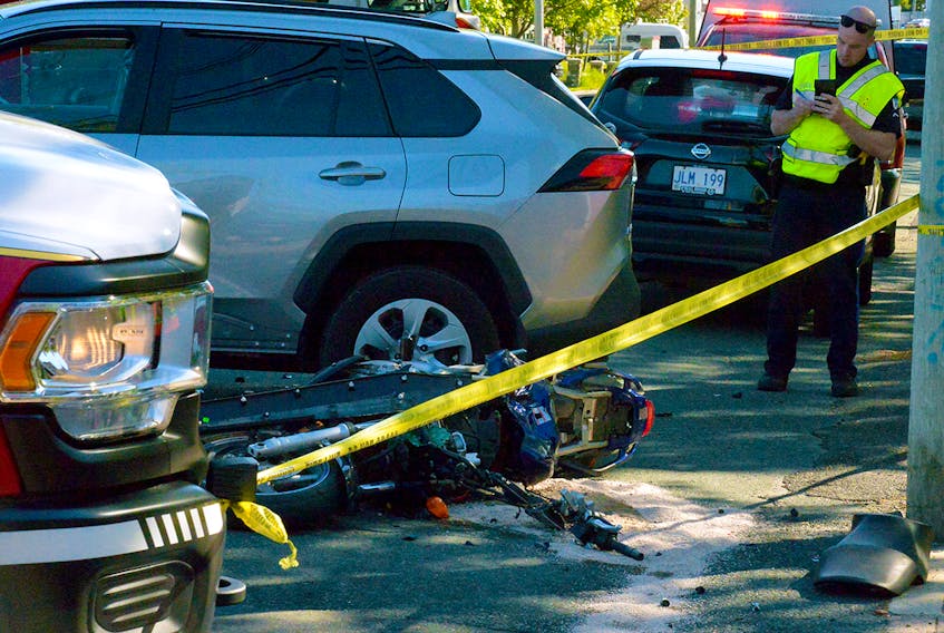 One man is dead following a motorcyle-vehicle collision in St. John's Thursday evening. Keith Gosse/The Telegram