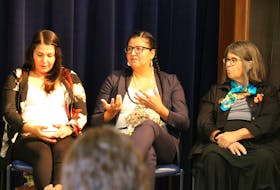 Karen MacKenzie, right, was one of the mentors, knowledge keepers, and special guests of the Indigenous Women in Community Leadership (IWCL) program Q&Apanel recently. - Emilie Chiasson