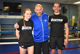 Owner Ted Ash is pictured with boxers Audrey Ross and Daryen Reddick for a final night of training at the Beyond Boxing Club which was located in Truro Centre on the Esplanade.