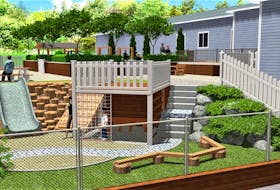 This conceptual drawing of the renovated outdoor learning and play area at Taigh Cùraim Day Care Society, Baddeck, done by AKL Landscaping, shows how different levels of the space. CONTRIBUTED