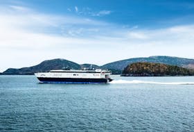 The Cat ferry sailing in Bar Harbor in November as part of sea trials and certification ahead of the 2022 sailing season. PHOTO CONTRIBUTED BY BAY FERRIES