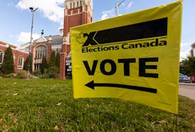 An Elections Canada sign is seen near a polling station for the 2021 Federal Election at Robertson-Wesley United Church in Edmonton, on Monday, Sept. 20, 2021. Photo by Ian Kucerak