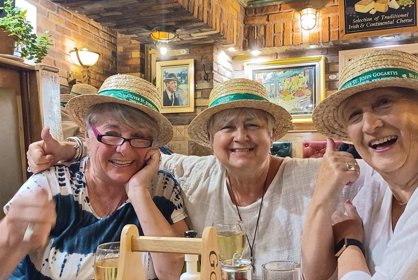 The Wells sisters, from left, Janice Wells, Jocelyn Greene and Karin Brown, getting their Irish on. Contributed photo