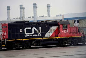 Trains at the CN Rail Brampton Intermodal Terminal.