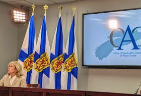 Nova Scotia Auditor General Kim Adair speaks at a news conference Tuesday in Halifax on the shortcomings of public housing management in the province.