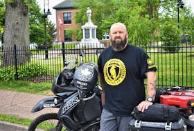 Canadian Armed Forces veteran Michael Terry during his stop in Truro as part of his Dispatches Adventure Ride to bring more awareness and support for those dealing with post-traumatic stress disorder (PTSD).