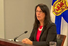 Health Minister Michelle Thompson reports that the Nova Scotia government  recruited 163 physicians over the past year at a news conference in Halifax on Wednesday, June 22, 2022. - Francis Campbell photo