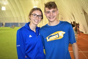 Jennessa and Ethan Wolfe at the Cougar Dome for a recent Truro Lions’ training session. The siblings combined for eight medals at the recent school provincials.