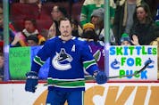  Canucks forward J.T. Miller during pre-game warmup for a March game at Rogers Arena. Even a contract that averages US $8.5 million a season may be too rich for Vancouver.