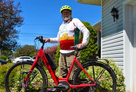 John Dennis of Halifax rode across P.E.I. on his e-bicycle earlier this month as part of his lobbying efforts to get the provincial government to cover an expense drug for people with idiopathic pulmonary fibrosis. He was successful. Dave Stewart • The Guardian
