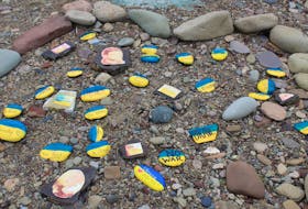 Several painted rocks found near the breakwater before entering Dominion Beach — a display set up by Dominion resident Corinne Reid. "If I do something, I just do it," she humbly said. IAN NATHANSON/CAPE BRETON POST