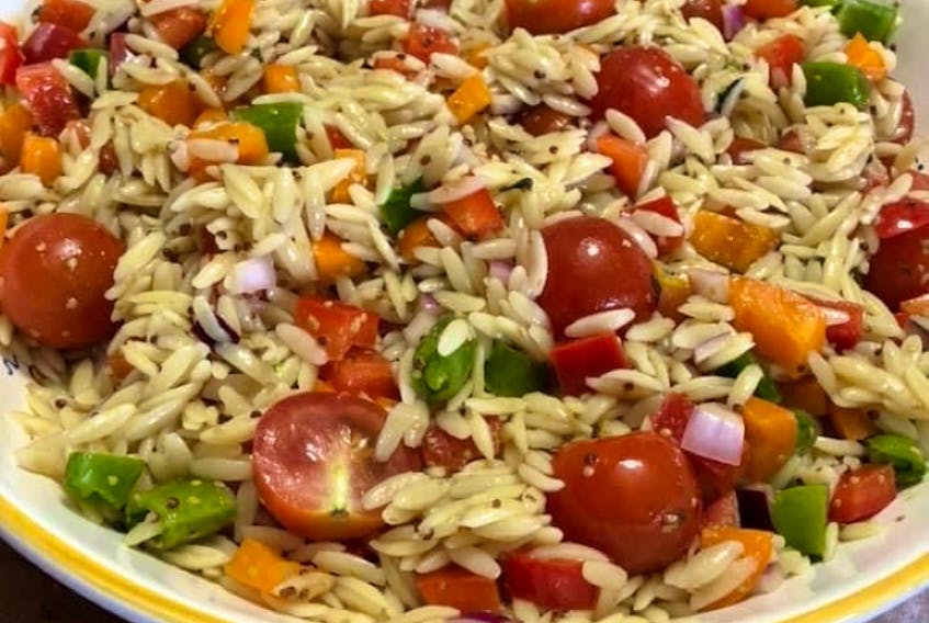Darla Murray’s Orzo Pasta Salad is a versatile side dish that can be served warmed or cooled. Contributed photo