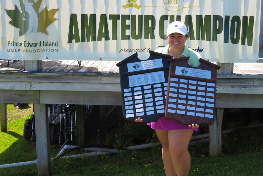 Bailey Carr of the Belvedere Golf Club in Charlottetown won the women’s amateur and mid-amateur divisions of the 2022 Cooke Insurance P.E.I. Amateur golf championships at the Avondale Golf Course on June 26. This marked Carr’s first-ever P.E.I. Amateur victories. Contributed