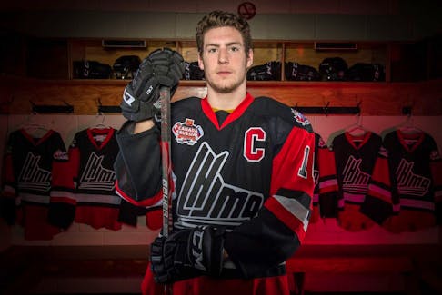 Pierre-Luc Dubois of Sainte-Agathe-des-Monts, Que., was selected fifth overall by the Cape Breton Eagles at the 2014 Quebec Major Junior Hockey League Entry Draft. He reported to the team and was later taken third overall at the NHL Entry Draft by the Columbus Blue Jackets. PHOTO/VINCENT EITHER, QMJHL.