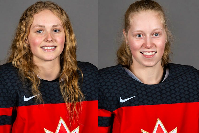 Avi Adam, left, and Lucy Phillips are members of Hockey Canada’s under-18 women’s team.