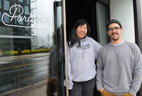 Pictured here on Thursday afternoon, June 2, 2022, reknowned chef Ross Larkin and his wife Celeste Mah, also a chef, are the owners and operators of the soon-to-be-opened new restaurant – Portage – on 128 Water Street in downtown St. John’s. Located just east of Prescott Street across from the Alt Hotel, it was previously the Lexus Boutique Hotel and Lounge, but most famously known in the 1980’s and 1990’s as Club Max. It is expected to be opened for business by mid-June. Both Larkin and Mah previously worked at Raymond’s Restaurant.  -Photo by Joe Gibbons/The Telegram