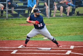 In this file photo, Jordon Shepherd of the Sydney Sooners takes a low pitch for ball one during Nova Scotia Senior Baseball League action against the Dartmouth Mooseheads at the Susan McEachern Memorial Ball Park in Sydney. The Sooners will open the 2022 season this weekend, hosting the Nova Scotia Under-17 Selects in a pair of games in Sydney. JEREMY FRASER/CAPE BRETON POST.