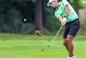 Owen Mullen hits an approach shot during his NCAA freshman season at Notre Dame last fall. The 18-year-old, who lives in Shortts Lake and plays out of the Truro Golf Club, returns to the South Bend campus for his sophomore season in August. - FIGHTING IRISH MEDIA