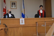 Chief Justice of the Nova Scotia provincial court Pamela Williams greeted attendees Friday at the swearing-in of Cape Breton’s newest provincial court judge, Shane Russell, before a gathering of family, friends and other members of the island’s judiciary and legal community. CAPE BRETON POST PHOTO
