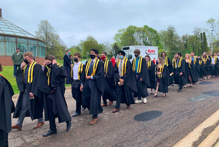 The forecasted rain held off as 2022 graduates marched to convocation ceremonies at Dalhousie University’s Agricultural Campus in Bible Hill on Friday, May 27. 