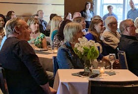 People listen to one of the speakers at the Shelburne and Area Chamber of Commerce relaunch event, the Business of Community, on May 31 at the Osprey Arts Centre where the ideas, concepts, hopes and dreams of the Chamber were laid out. KATHY JOHNSON

