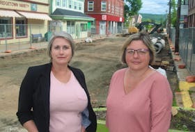 Bridgetown Area Chamber of Commerce officials Ro Allen, left, and Jennifer D’Aubin said the construction on Queen Street is needed but does cause some disruptions for businesses.