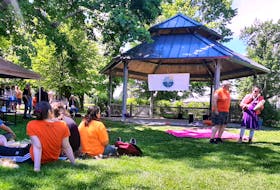Friday's Land Back Fest at Bannerman Park was a relaxed affair, with some drumming and an open mike.