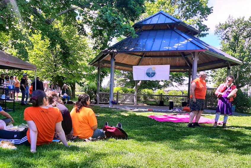 Friday's Land Back Fest at Bannerman Park was a relaxed affair, with some drumming and an open mike.