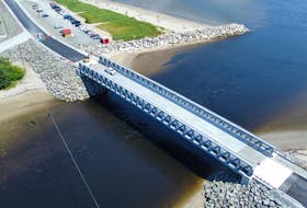 The new span over the mouth of the Mira River is almost ready for traffic. The province’s department of public works says the official opening of the new bridge is expected in early August. The structure has two lanes and a sidewalk. DAVID JALA/CAPE BRETON POST