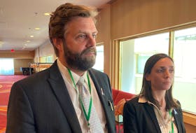 Lawyers Michael Scott and Sandra McCulloch address the accommodation provided Lisa Banfield, the common law spouse of the mass killer, at the public inquiry in Halifax on Tuesday, July 12, 2022. - Francis Campbell photo