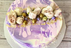 A Raspberry/white chocolate/lemon mousse cake CakeyHand made for a small wedding celebration
