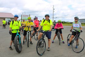 The Heartland Tour stopped in Truro on July 13, mid-week through its public awareness journey throughout the province about the importance of being active. Pictured is part of the 20 km road ride group during a stop.
