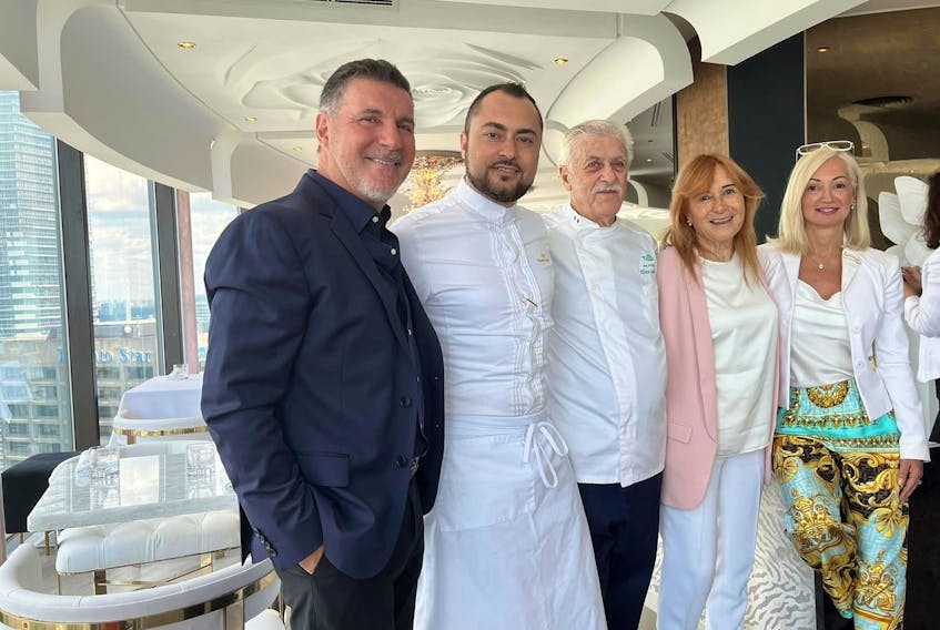 Liberty Group’s Nick Di Donato, left, executive chef Daniele Corona, Michelin-star chef Don Alfonso Iaccarino, his wife, Livia Adoria, Nadia Di Donato – supplied