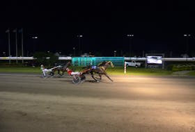 Driver David Dowling and No Plan Intended edged out Island Beach Boy and Gilles Barrieau to win the 54th edition of the Governor’s Plate, presented by Summerside Chrysler Dodge, at Red Shores at Summerside Raceway on July 16. Time of the mile was 1:52.1. Jason Simmonds/The Guardian