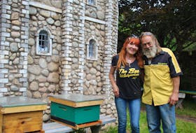 In fall 2021, Joanne Crockett, left, and Bruce Richardson bought the old Woodleigh Replicas in Burlington. Previously, the couple lived in Ontario, where they had been beekeepers and rescuers for the past decade, and have recently stated an apiary at the castles.