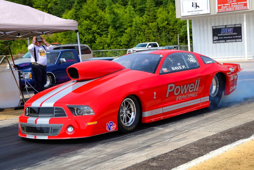 Dave Powell Sr., of Bay Roberts, N.L., claimed the 2022 Ideal Electric Quick 16 Bracket Eliminator Champions crown on Sunday at Cape Breton Dragway. The Powell victory was his second championship in the hotly contested Quick 16, and both with his 2012 Shelby Mustang. PHOTO CONTRIBUTED/GERARD BRYDEN.