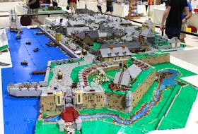 The Dauphin Gate at the Fortress of Louisbourg, bottom left, is seen in this Lego replica of the 18th-century French fortified town. A Quebec City computer engineer and avid historical re-enactor decided to build a version of the fortress with interlocking plastic blocks after attending the 250th anniversary of the second and final siege of Louisbourg in 2008. Contributed/Jean Bédard