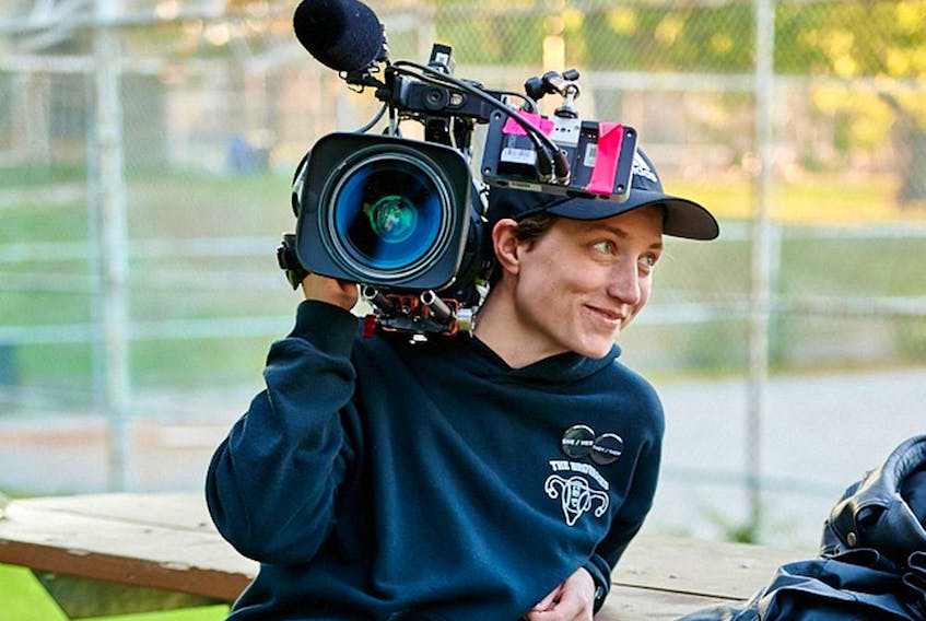 Calgary filmmaker J Stevens on the set of Slo Pitch. Courtesy, Danielle Blancher.