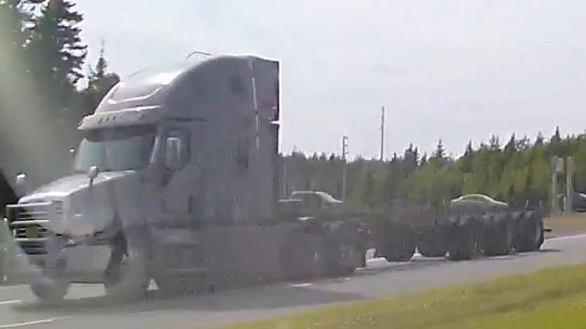 Halifax Regional Police investigators are looking to speak with the driver of this transport truck, believed to be involved in a collision with a motorcycle that claimed the life of a 17-year-old boy.