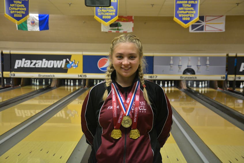 Paradise’s Amy Harris recently won two gold medals at the 2022 YBC Fivepin National Championships held July 10-12 in Oshawa, Ontario. Nicholas Mercer/The Telegram