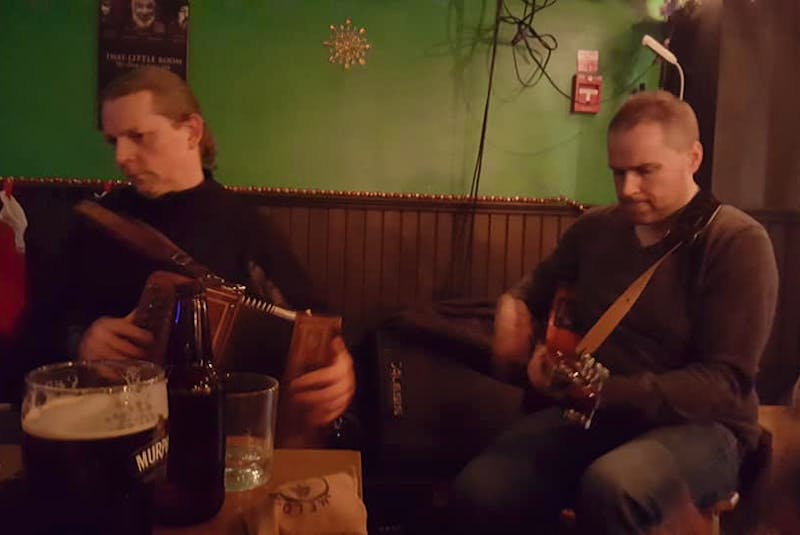 Musicians Billy Sutton and Jason Whelan performing at the Erin's Pub Trad Session in 2017. Submitted photo.