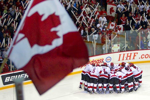 The crowd cheers on Canada prior to their semifinal game against the United States at the world junior hockey championships in Halifax on Jan. 3, 2003. - Shaun Best / Reuters