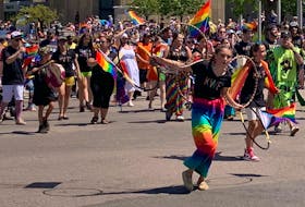 Indigenous dancers, singers and drummers led the P.E.I. Pride Festival parade on July 23, 2022 in downtown Charlottetown. Jocelyne Lloyd • The Guardian